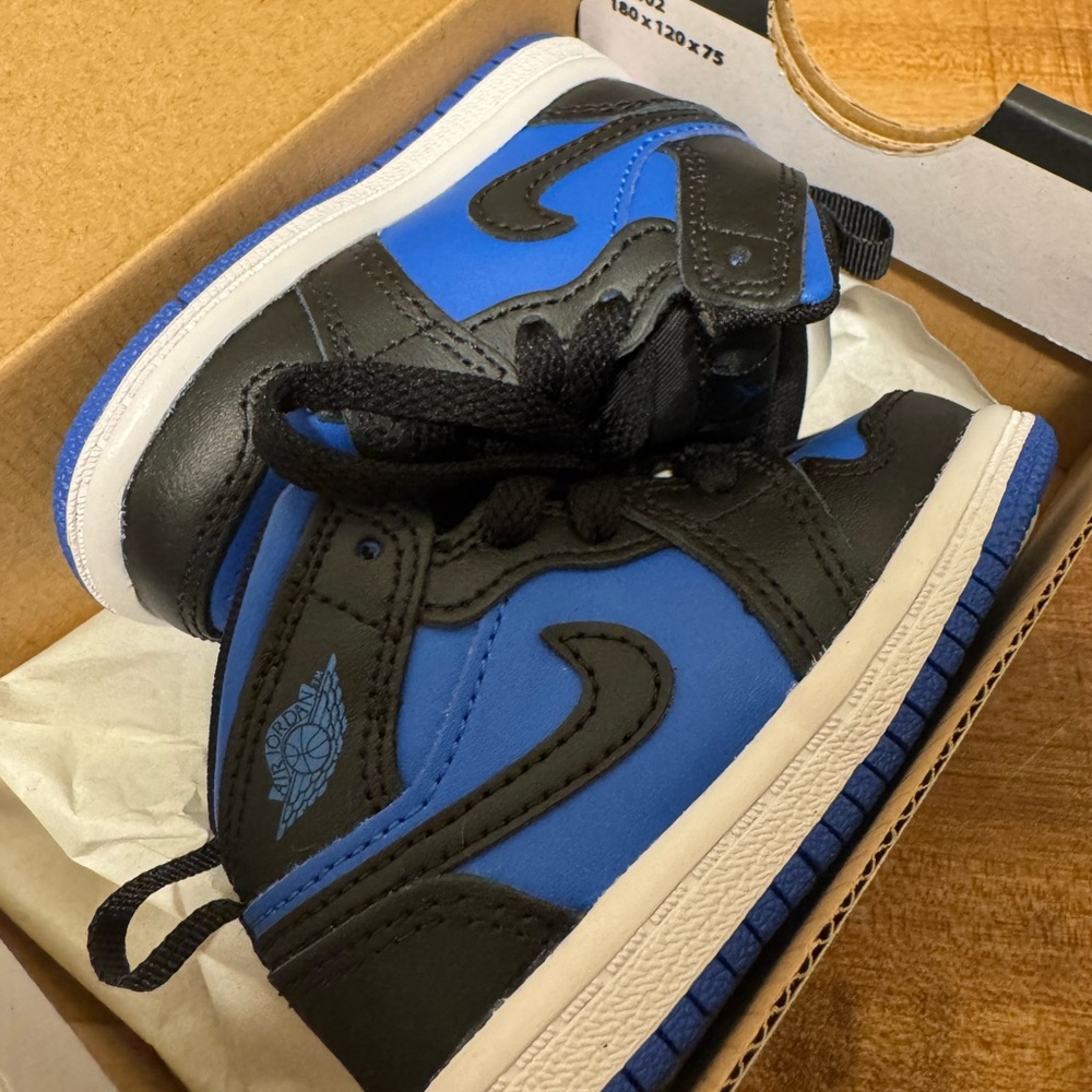 Jordan Kids Black and Blue Sneakers